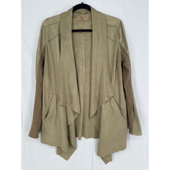 BlankNYC Jacket Womens Large Green Faux Suede Olive Drape Lightweight Stretch - Picture 4 of 9
